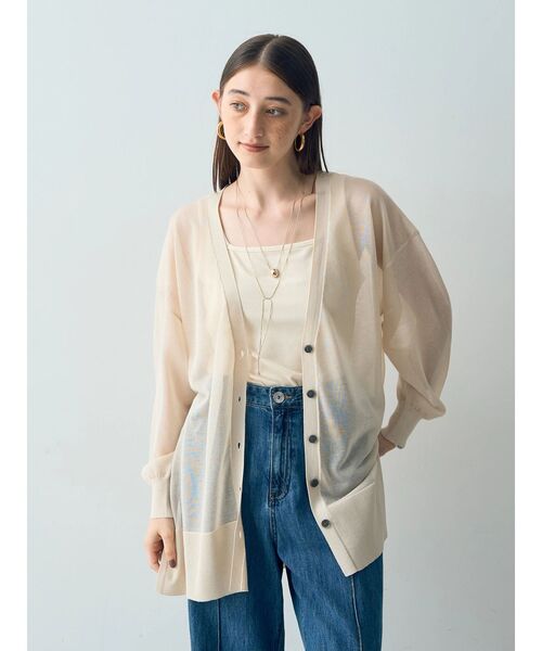 YECCA VECCA ジャージミドル丈コクーンコート YECCA VECCA カーディガン シアーニットミドル丈カーディガン