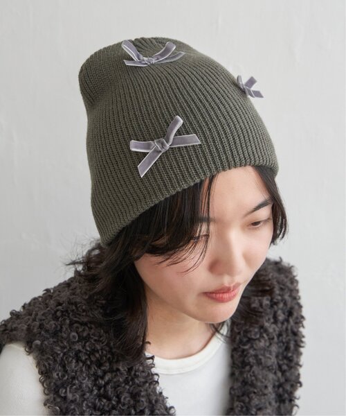 VENCE EXCHANGE ニット帽 ニットキャップ ベロアリボンニット帽