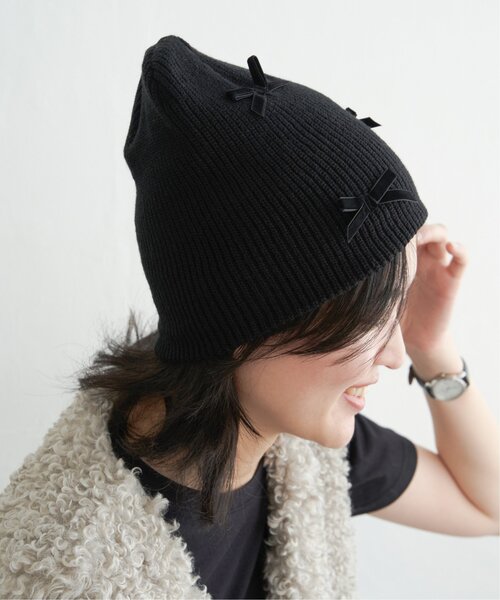 VENCE EXCHANGE ニット帽 ニットキャップ ベロアリボンニット帽