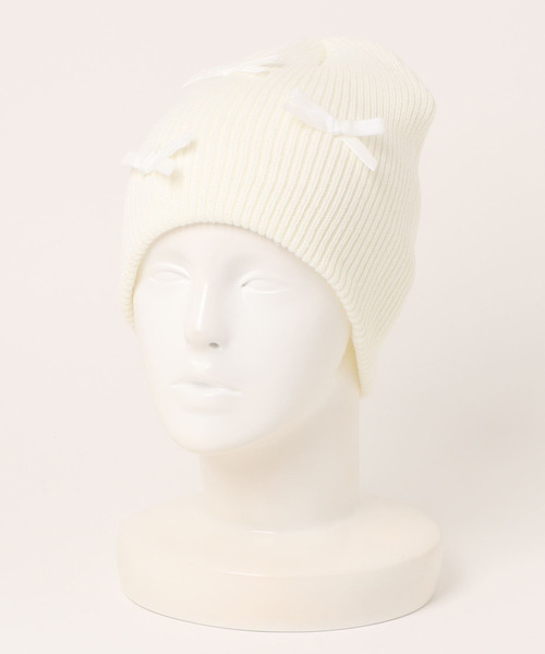 VENCE EXCHANGE ニット帽 ニットキャップ ベロアリボンニット帽