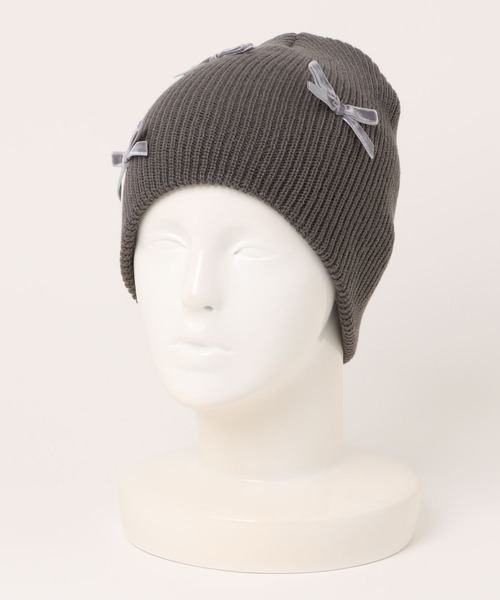 VENCE EXCHANGE ニット帽 ニットキャップ ベロアリボンニット帽