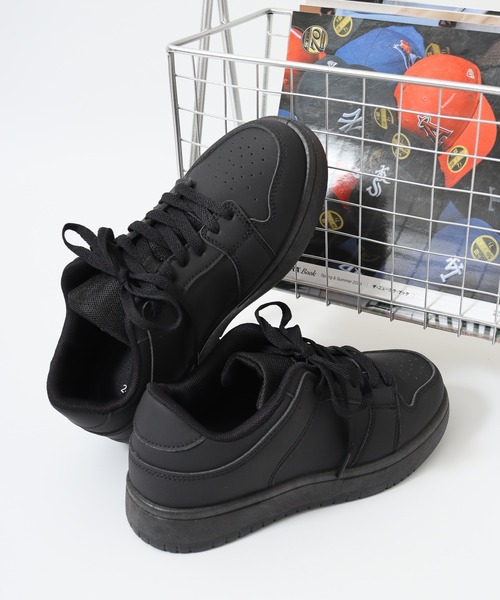 オールブラック ALL BLACK 【LEATHER/MESH】軽量 レースアップ