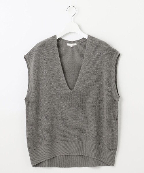 自由区（ジユウク） ベスト ジレ コットンウールミドルゲージニット