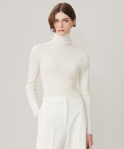 ニット セーター 「CLASSY.1月号掲載・新色追加・洗える」エクストラファインメリノ タートルネックプルオーバー レディース