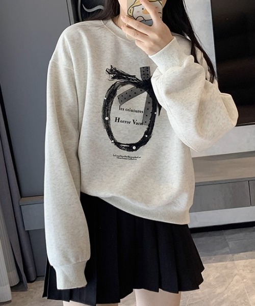 LACーVERT トレーナー スウェット オーバーサイズパールデザイン