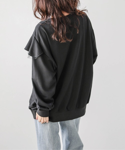 ブラック ティアードフリル スウェット　INTIMITE La-gemme（ラジェム） トレーナー スウェット フリルティアード