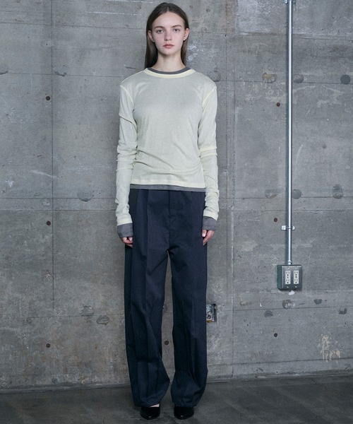 tシャツ Eglantine ロング袖リブ レディース GIUNON tシャツ long sleeve rib tops / ロングスリーブリブ