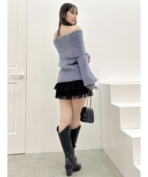 dazzlin ニット セーター シャギーオフショルニットプルオーバー