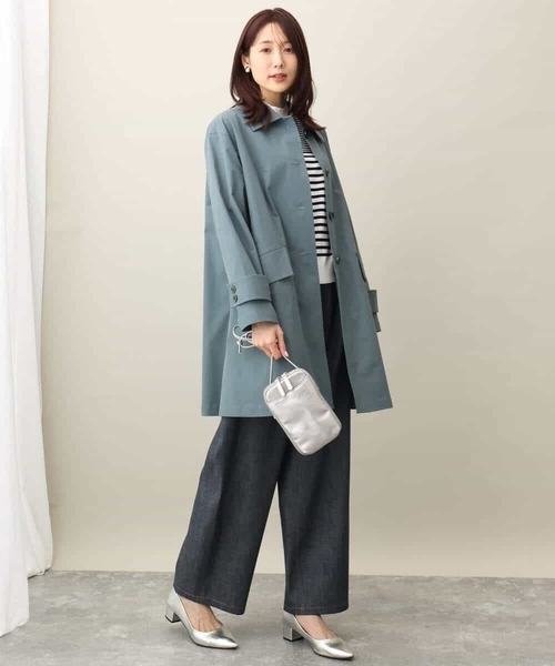 MICHEL KLEIN　中綿インナー付　ステンカラーコート　ミッシェルクラン セール】 [撥水素材]中綿チェスターコート （ステンカラーコート