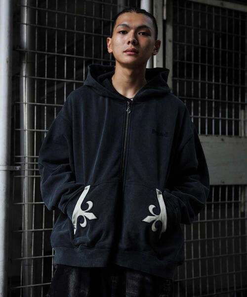 トップス SUPPLIER Leather Patch ZIp Hoodie SUPPLIER】Tribal Leather Patch Zip Hoodie | OUR BRAND