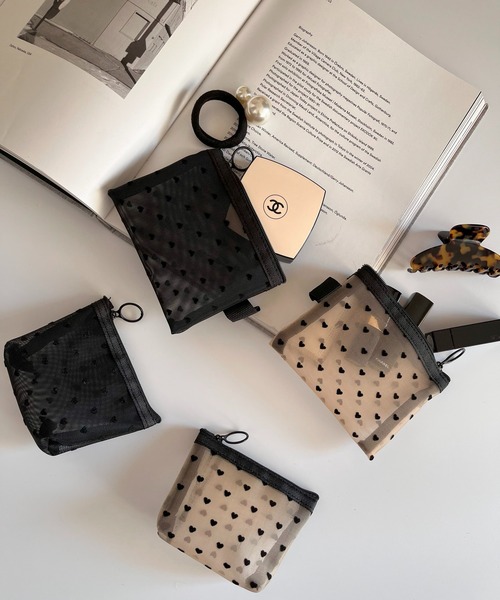 ポーチ スクエアハート柄ポーチBLACK(S) レディース : ZOZOTOWN Yahoo