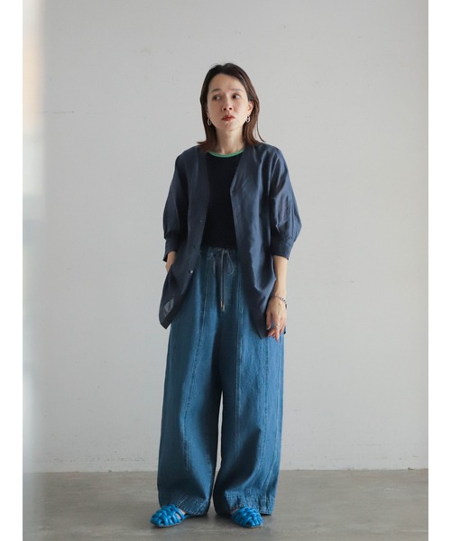 FIL DE FER ブラウス シャツ 綿シルクローン Vネックロング