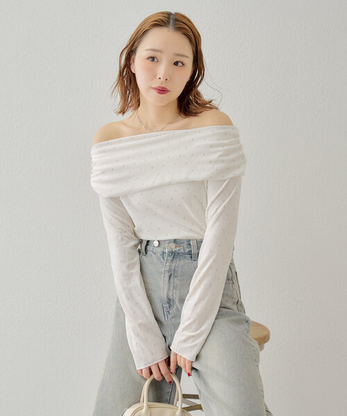 chesty オフショルトップス AZUL BY MOUSSY | シアーカットオフショルトップス (Tシャツ