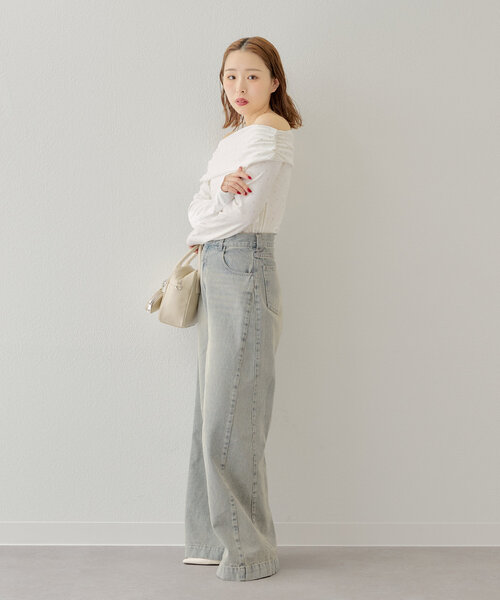 Chico（チコ） tシャツ ドットベロアオフショルトップス レディース