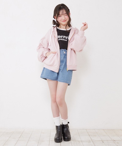 PINKHUNT パーカー ピンクハント ギャザーボリューム袖 ジップ