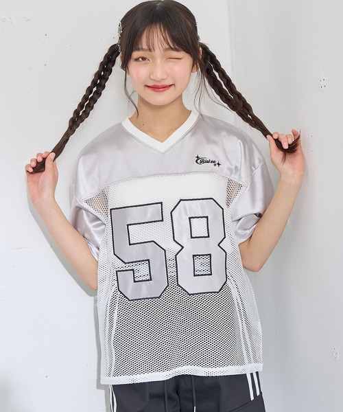 ホワイト メッシュ オーバーサイズ Tシャツ 829f79ea346e13930c3553480ec73d