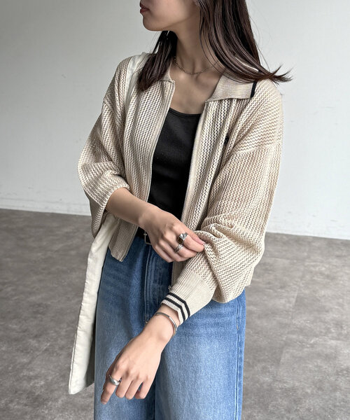 double mesh Cardigan【beige】通常販売 | pois