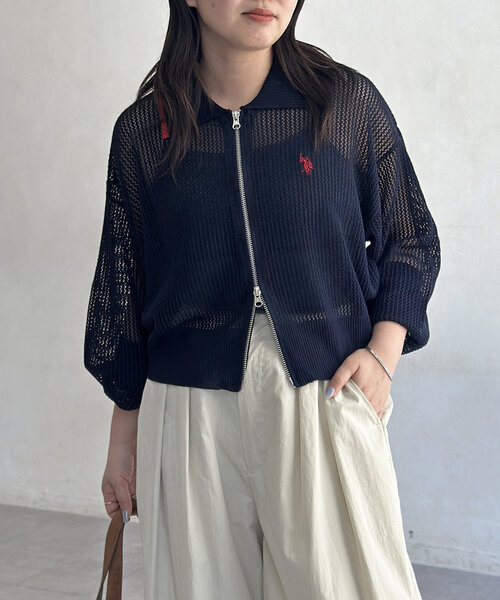 タグ付　新品 【U.S. POLO ASSN.】襟付きメッシュカーディガン U.S. POLO ASSN.】襟付きメッシュカーディガン｜パルグループ