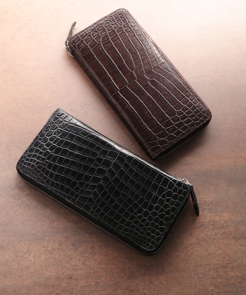 長財布 財布 クロコダイルレザー 長財布 手帳型 センター取り 一枚革 メンズ レディースの画像