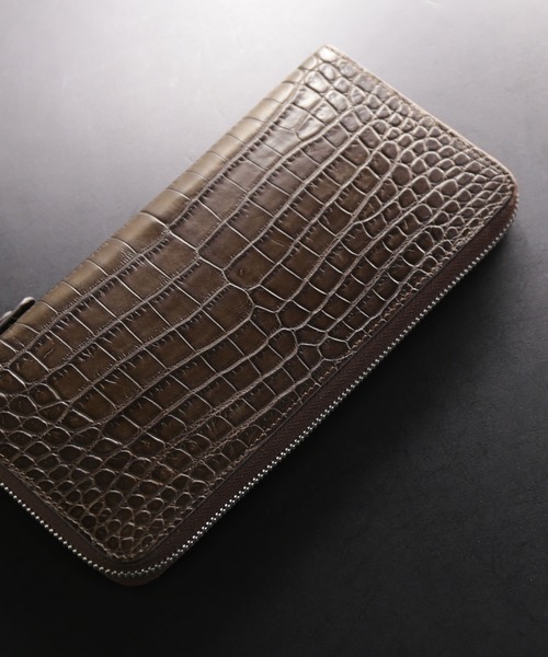長財布 財布 クロコダイルレザー 長財布 手帳型 センター取り 一枚革 メンズ レディースの画像