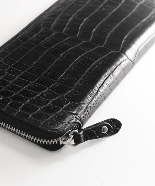 長財布 財布 クロコダイルレザー 長財布 手帳型 センター取り 一枚革 メンズ レディースの画像