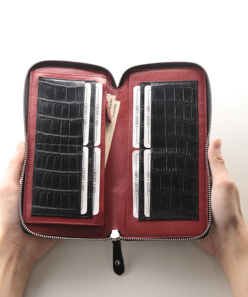 長財布 財布 クロコダイルレザー 長財布 手帳型 センター取り 一枚革 メンズ レディースの画像