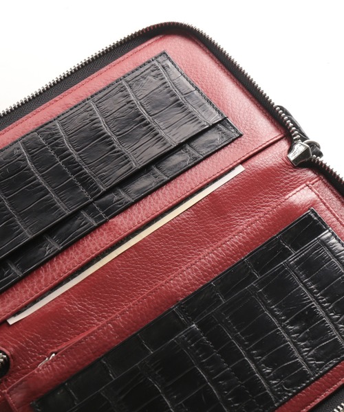 長財布 財布 クロコダイルレザー 長財布 手帳型 センター取り 一枚革 メンズ レディースの画像