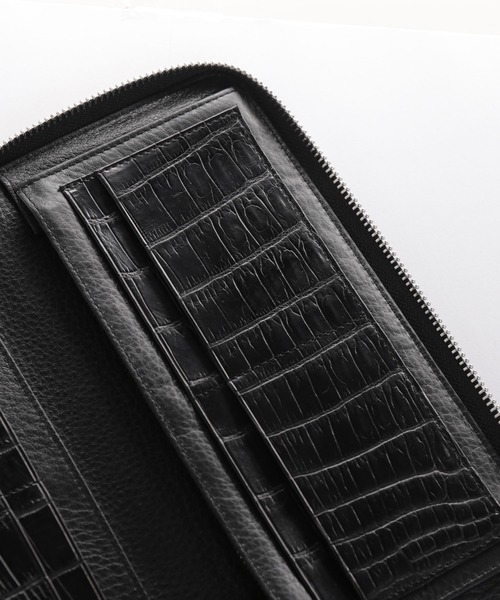 長財布 財布 クロコダイルレザー 長財布 手帳型 センター取り 一枚革 メンズ レディースの画像