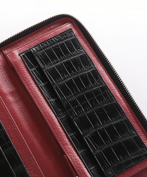 長財布 財布 クロコダイルレザー 長財布 手帳型 センター取り 一枚革 メンズ レディースの画像
