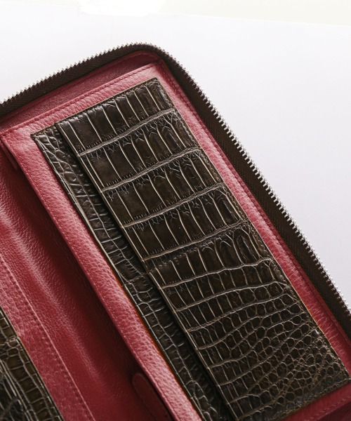 長財布 財布 クロコダイルレザー 長財布 手帳型 センター取り 一枚革 メンズ レディースの画像