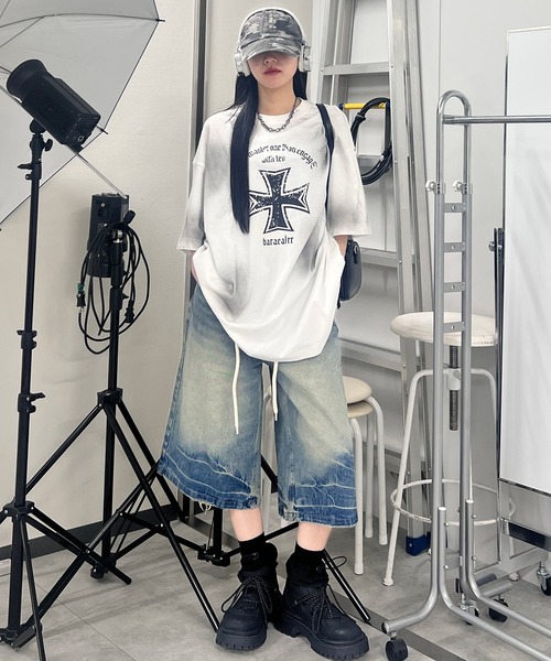 ハーフパンツ ジーンズ デニム デニムパンツ 短パン ラウンド