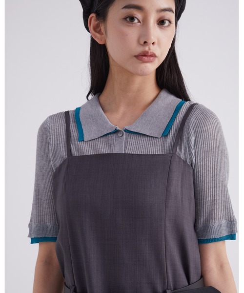tシャツ 配色ニットポロシャツ「DIP IN CHOCOLATE」 レディース