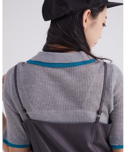 tシャツ 配色ニットポロシャツ「DIP IN CHOCOLATE」 レディース DIP IN CHOCOLATE tシャツ 配色ニットポロシャツ「DIP CHOCOLATE