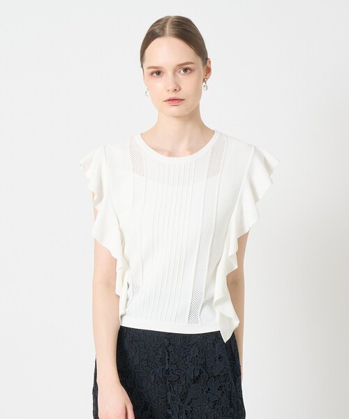 ANAYI ニット セーター ビラテラールラッフルプルオーバー 38 25AW ANAYI（アナイ） ニット セーター ビラテラールラッフル プルオーバー