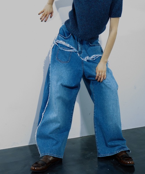 WONEM 「WONEM」 ダメージ加工デニムパンツ 2 ブルー レディース