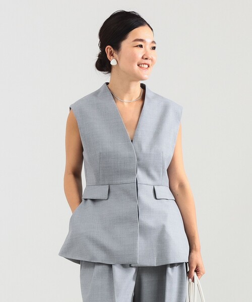 ベスト ジレ エディター東原妙子 × Demi-Luxe BEAMS / ツイル ペプラム ジレ レディース