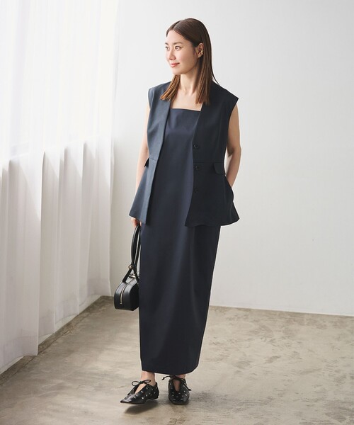 ベスト ジレ エディター東原妙子 × Demi-Luxe BEAMS / ツイル ペプラム ジレ レディース Demi-Luxe BEAMS ベスト ジレ エディター東原妙子 × / ツイル