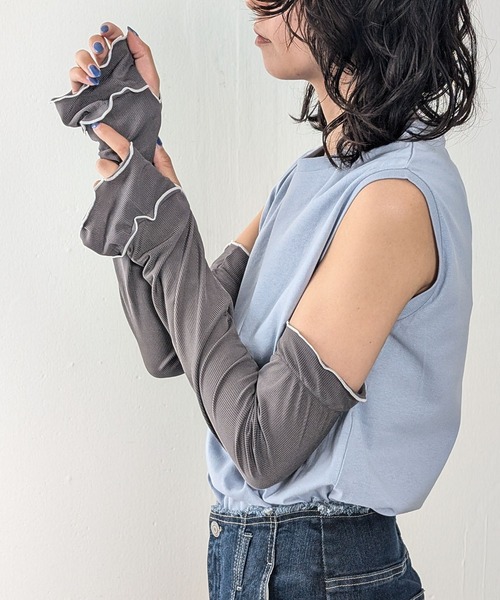 emesuelee アームカバー UVケア メローリブアームカバー レディース