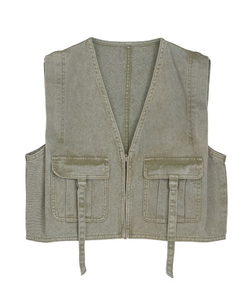 Ameri（アメリ） ベスト ジレ COMPACT FADE DENIM VEST レディース