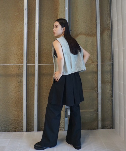 Ameri（アメリ） ベスト ジレ COMPACT FADE DENIM VEST レディース