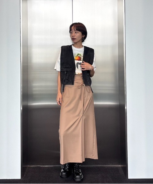 Ameri（アメリ） ベスト ジレ COMPACT FADE DENIM VEST レディース