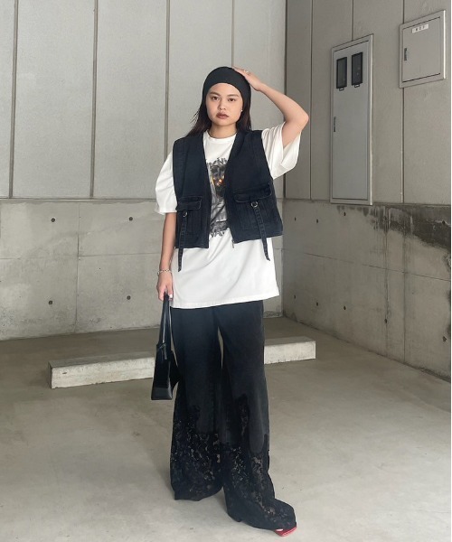 Ameri（アメリ） ベスト ジレ COMPACT FADE DENIM VEST レディース