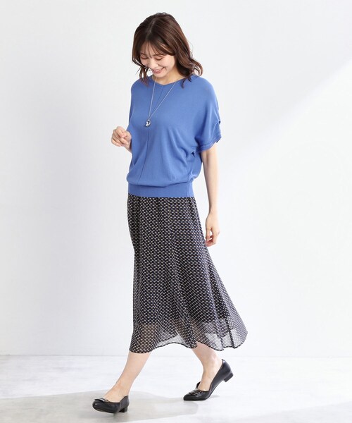 みんみんさま　美品　Reflect ドット幾何柄ジャカードスカート　13号 Reflect スカート 「WEB先行カラーあり／マシンウォッシュ可