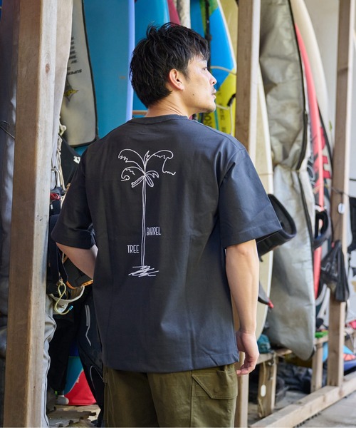 Sunny Smith tシャツ ウルトラヘビーオンスヤシの木柄両面刺繍Tシャツ
