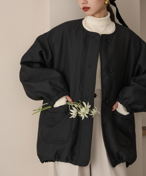 hinari アウター hinari（ヒナリ） ブルゾン アウター ニュアンスジャガード中綿