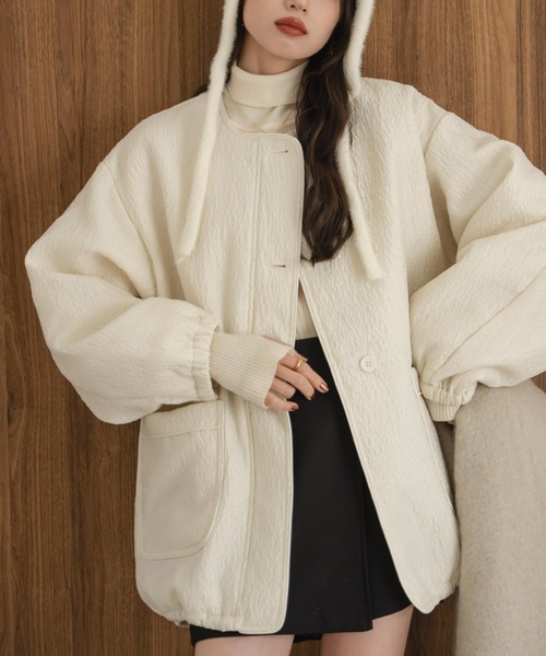 hinari（ヒナリ） ブルゾン アウター ニュアンスジャガード中綿