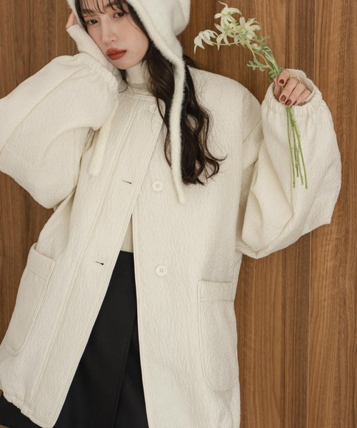 hinari アウター hinari（ヒナリ） ブルゾン アウター ニュアンスジャガード中綿