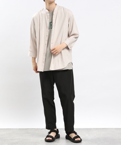 「GLOBAL WORK Smile Seed Store」 7分袖シャツ MEDIUM セージグリーン メンズ_画像2