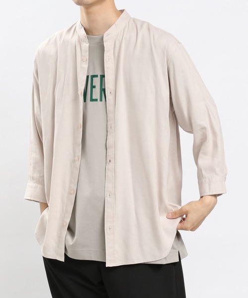 「GLOBAL WORK Smile Seed Store」 7分袖シャツ MEDIUM セージグリーン メンズ_画像4