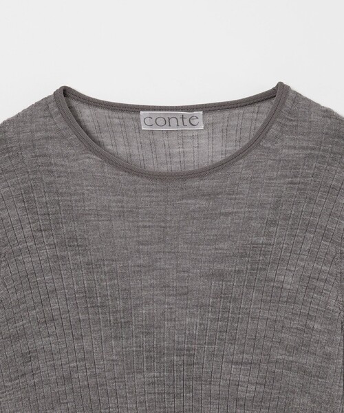 conte ニット セーター 「conte」シアー リブ クルーネックニット